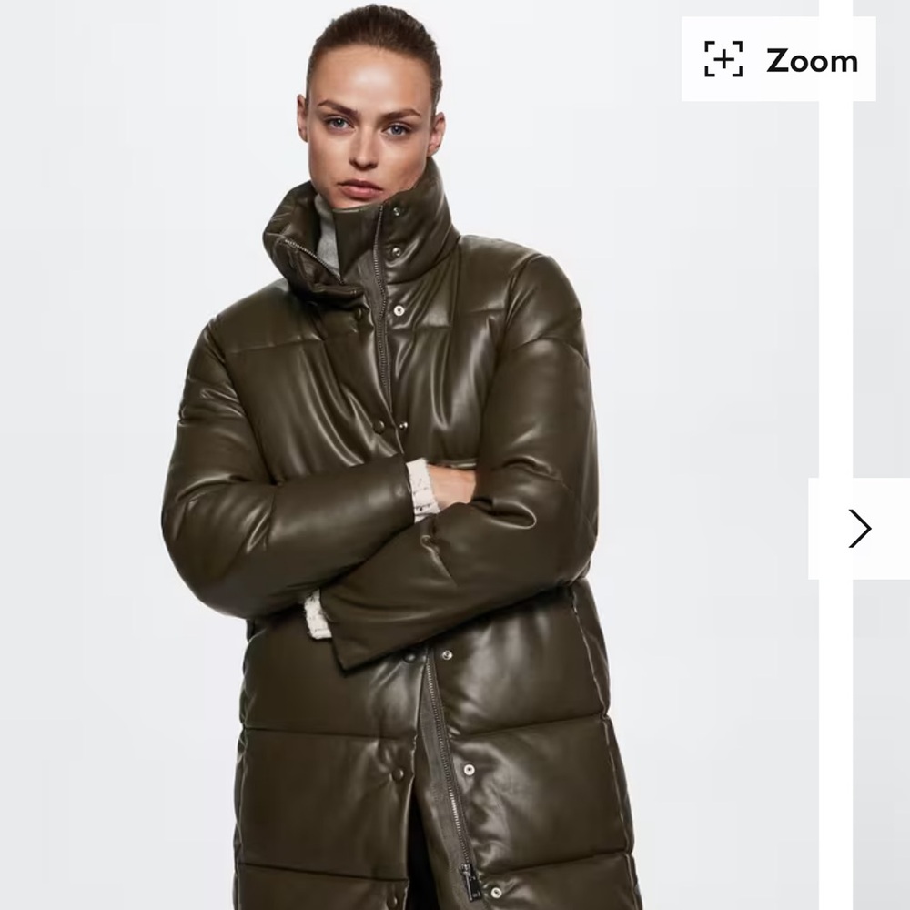 Mango Dark Green Puffer Jacket